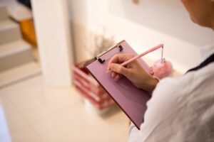 Pictured: A writer holding a clipboard and about to take some notes.