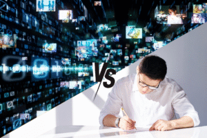 Pictured: Human editorial effort vs AI